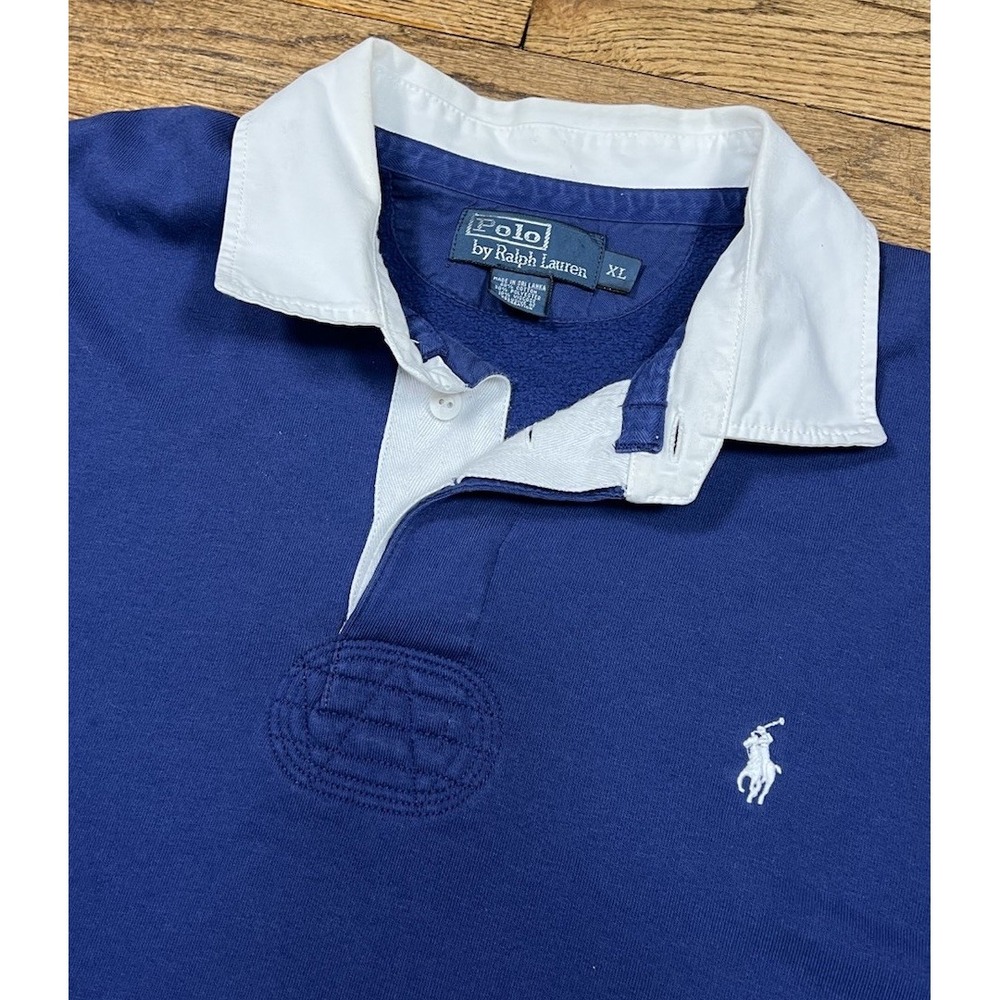Vintage Polo Ralph Lauren Gray Blue Custom Fit Polo Pony Y2K Men's Sz XL